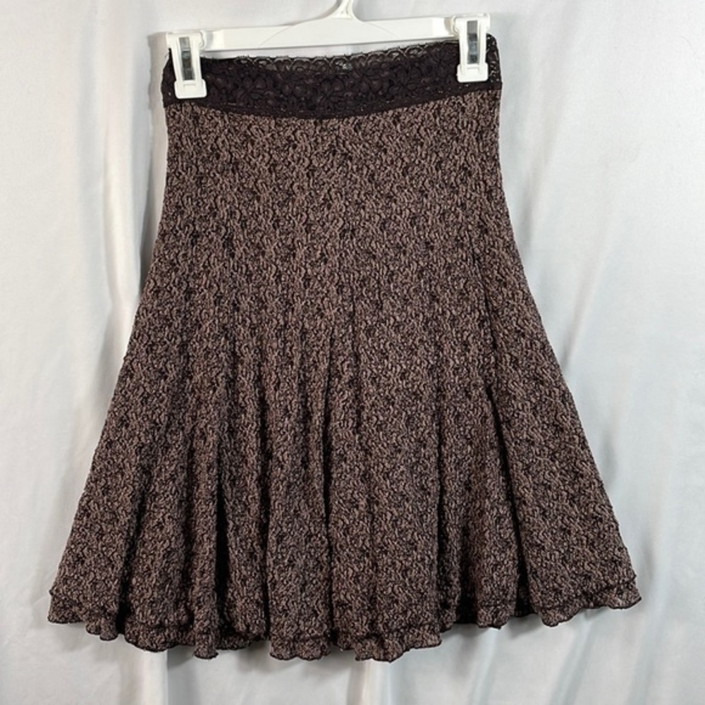 CAbi #957 Pull On Skirt Brown Lace A Line Size X-Small